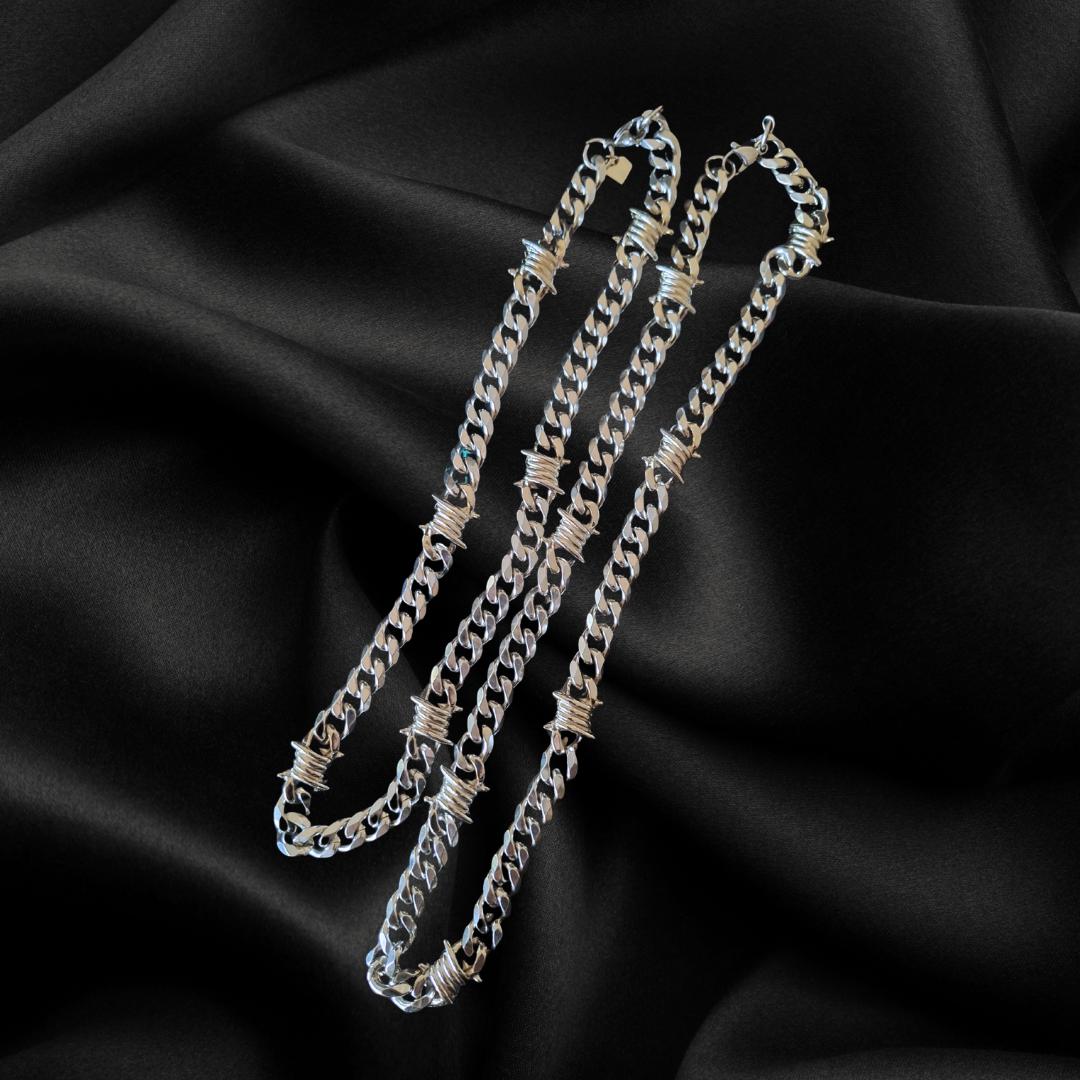 "Barbed Tongue" Stainless Steel Cuban Statement Chain