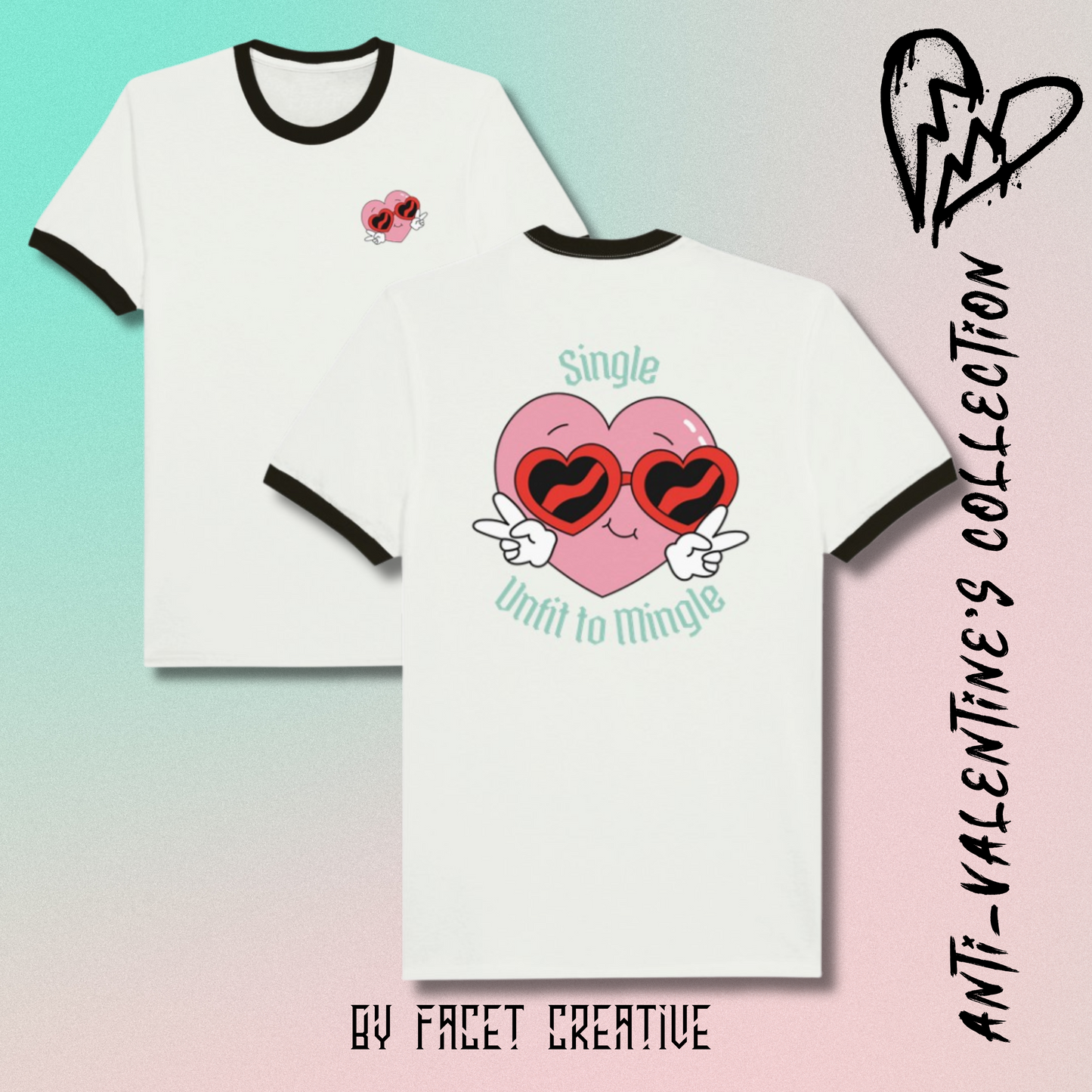 Anti-Valentine's Unfit to Mingle Unisex Ringer T-shirt