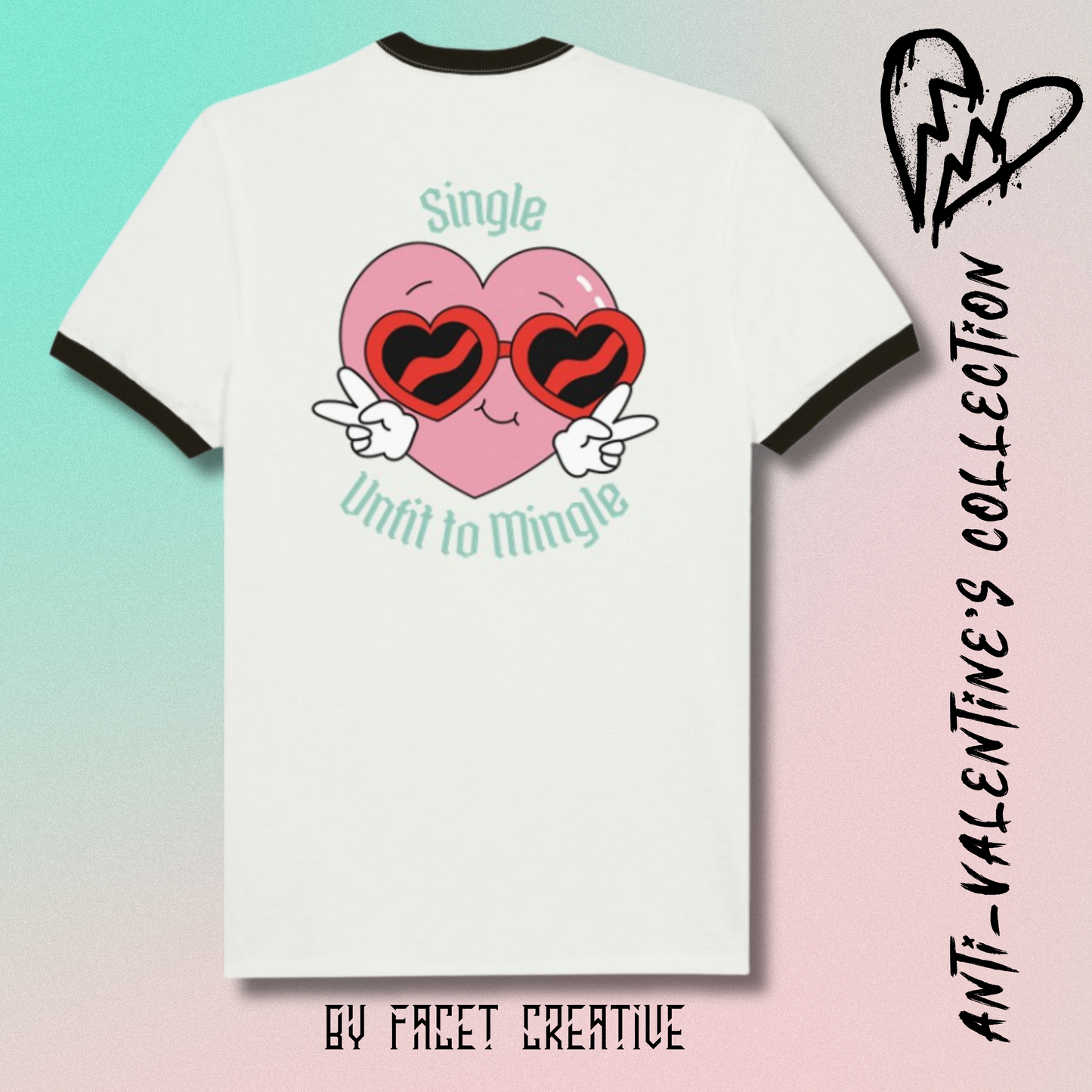 Anti-Valentine's Unfit to Mingle Unisex Ringer T-shirt
