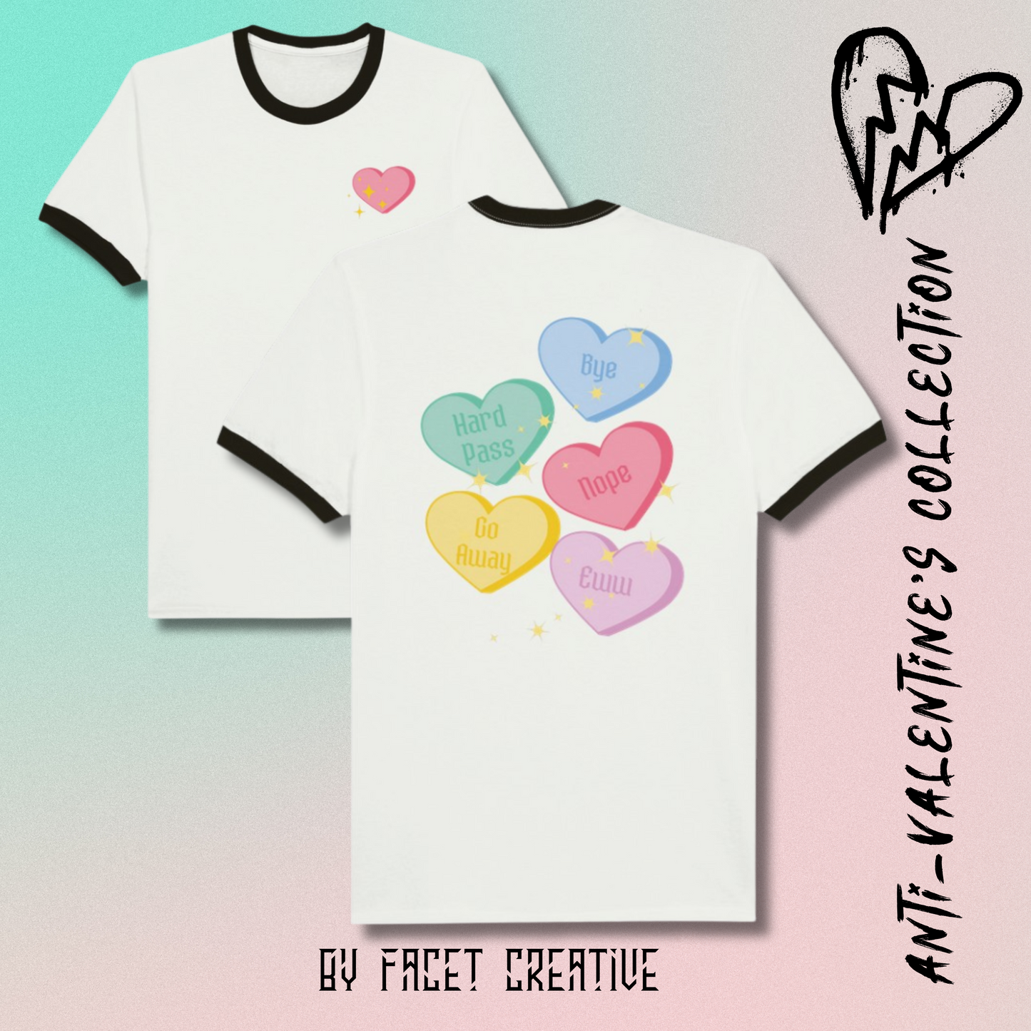 Anti-Valentine's Candy Hearts Unisex Ringer T-shirt