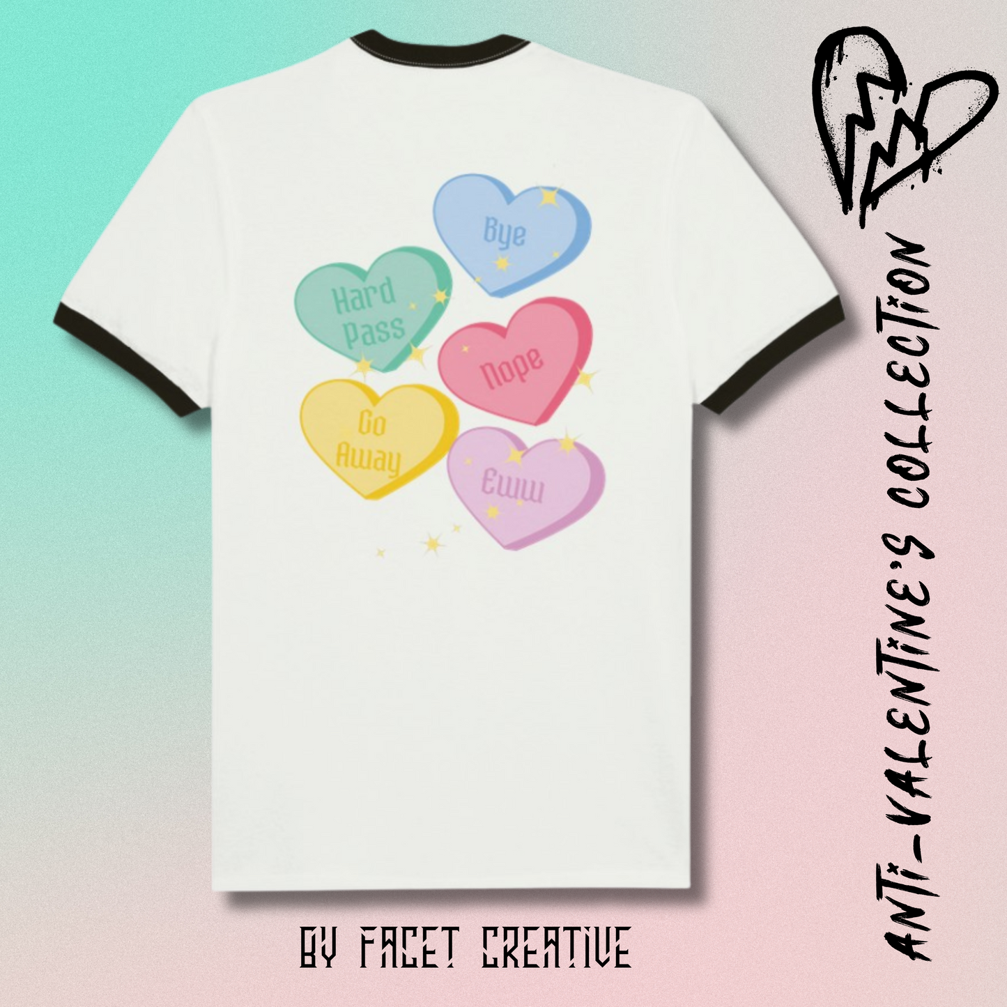 Anti-Valentine's Candy Hearts Unisex Ringer T-shirt
