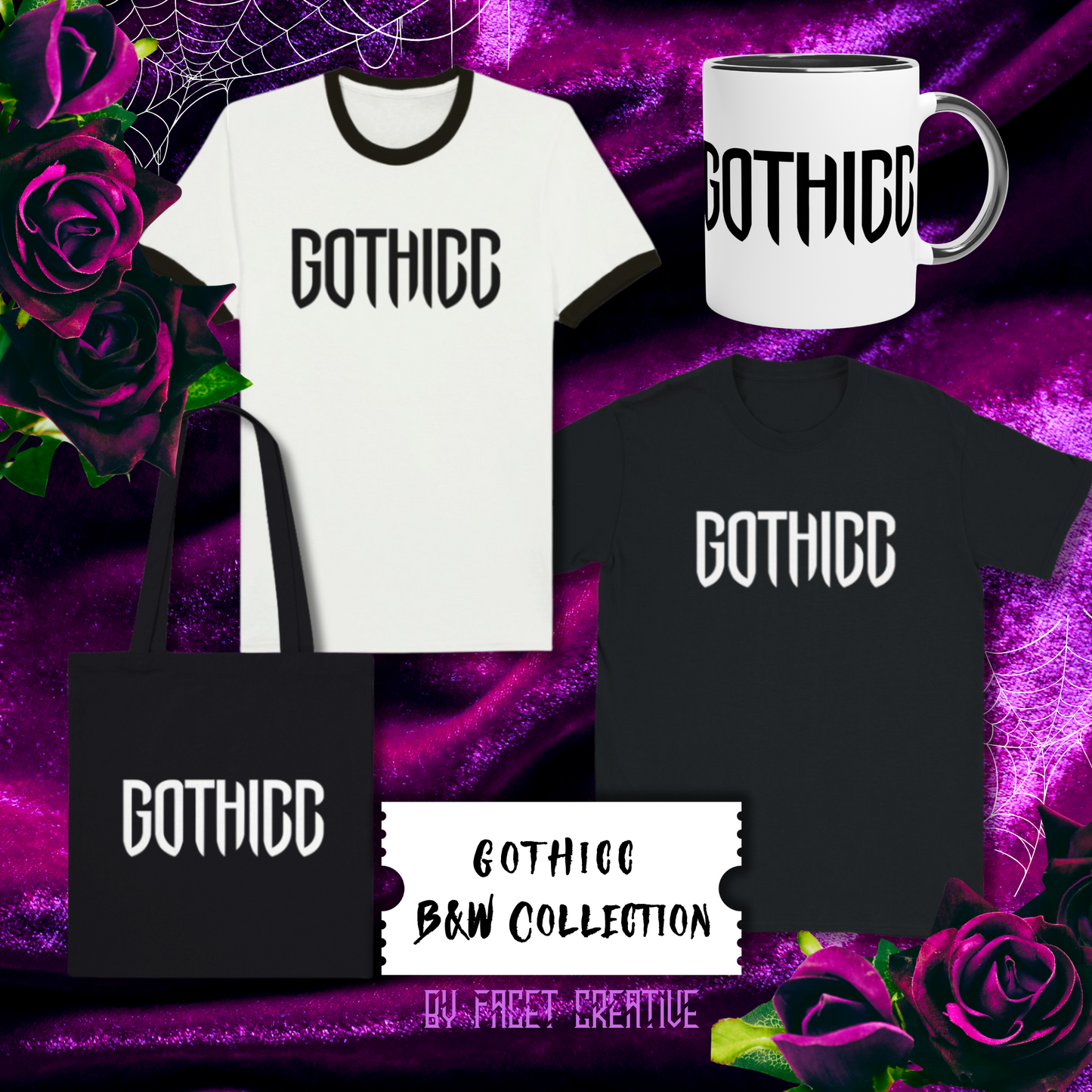 Gothicc Ceramic Mug- Black on White/Black