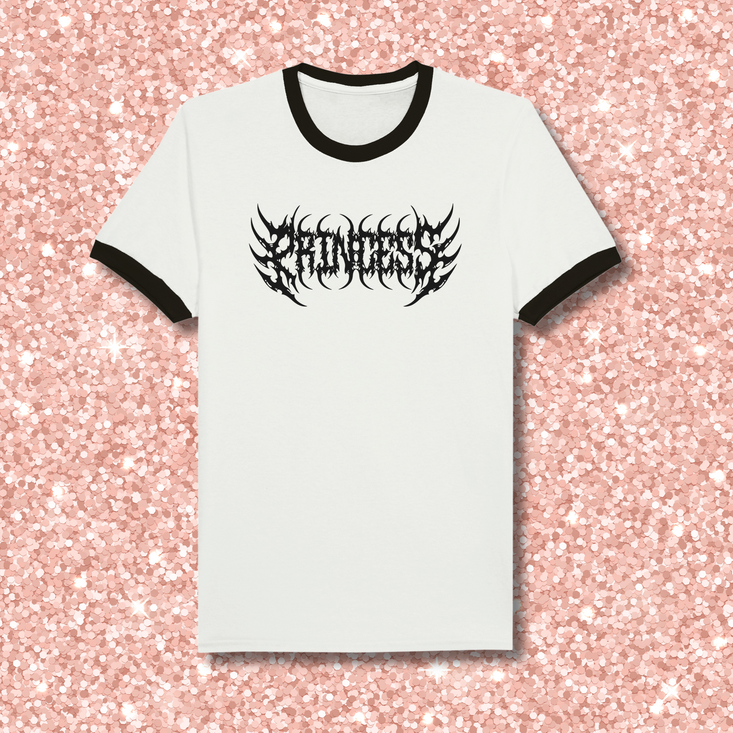 Death Metal Princess Unisex Ringer T-shirt Black on White/Black