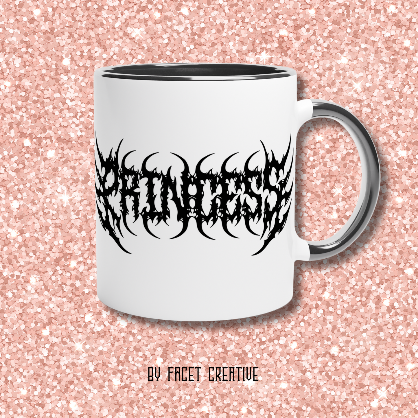 Death Metal Princess Ceramic Mug- Black on White/Black