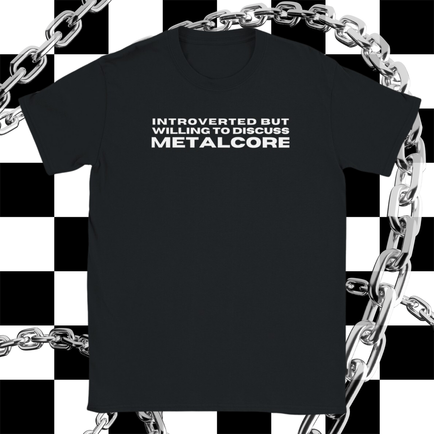 "Introverted" Metalcore Unisex Classic Tee-White on Black