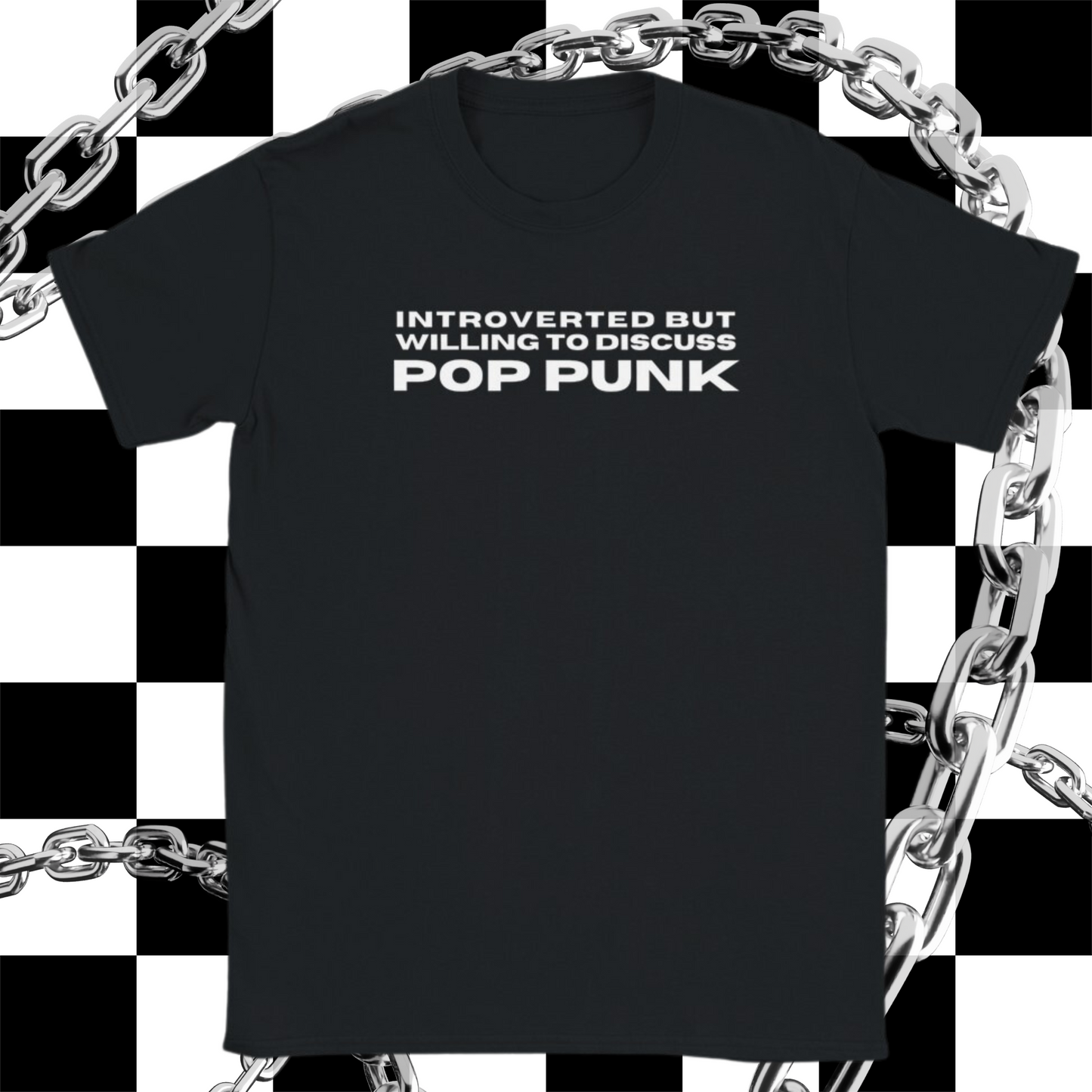 Introverted Pop Punk Unisex Classic Tee-White on Black