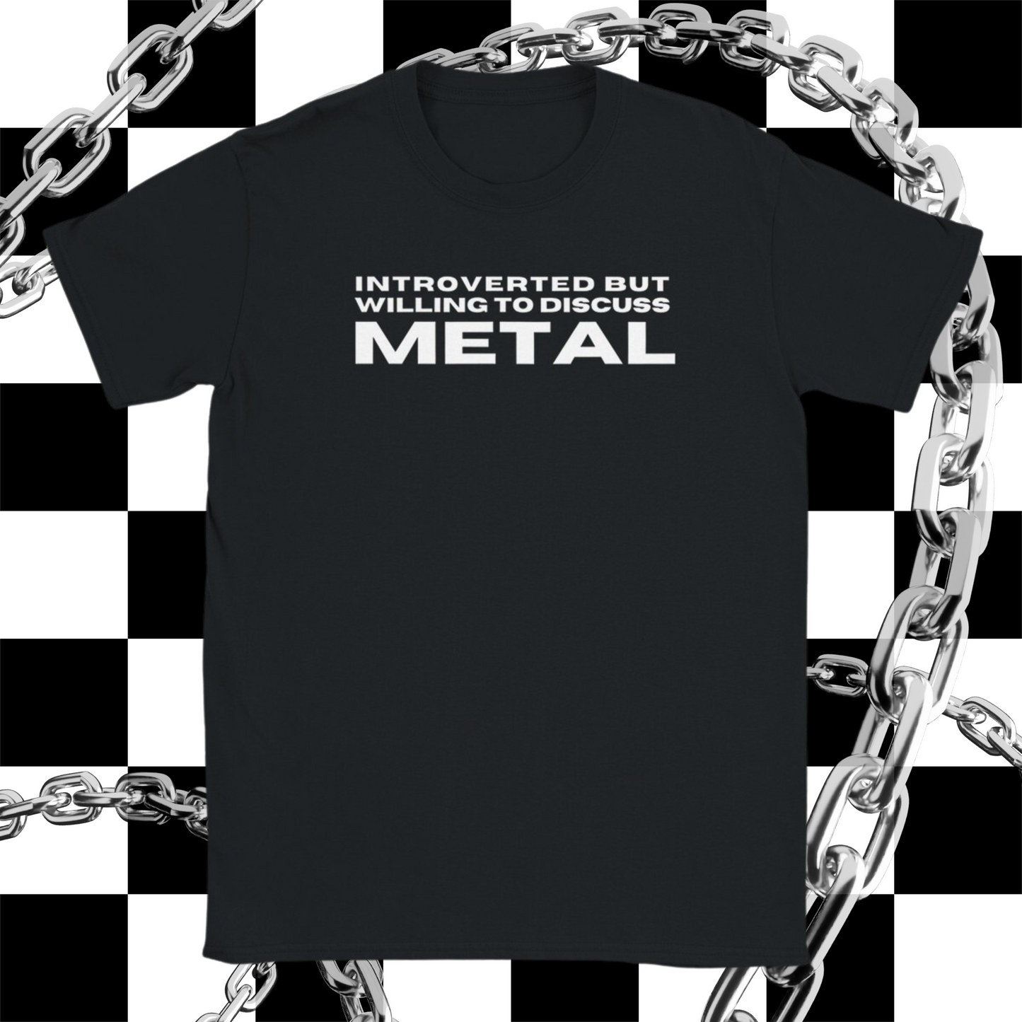 "Introverted" Metal Unisex Classic Tee-White on Black
