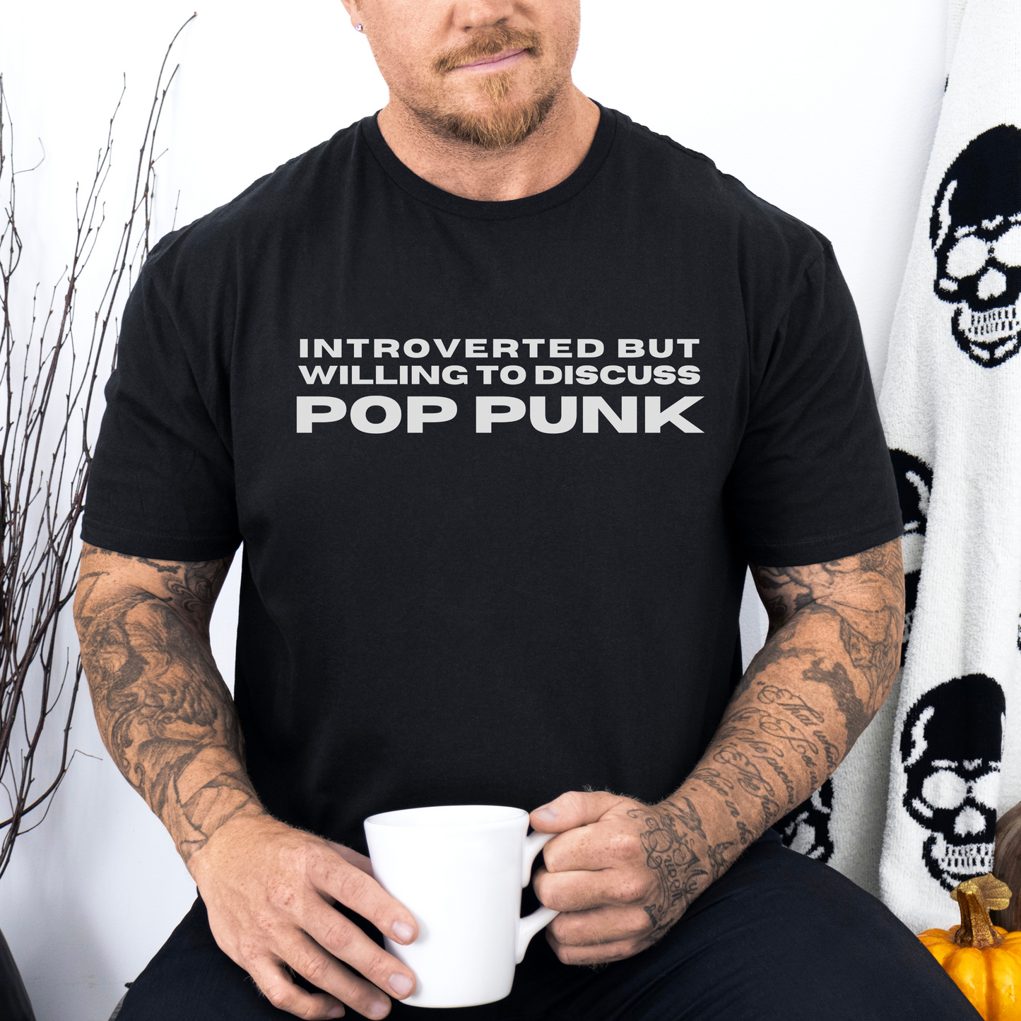 Introverted Pop Punk Unisex Classic Tee-White on Black