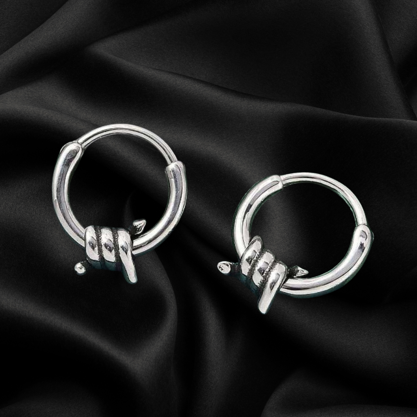 "Barbed Tongue" Stainless Steel Huggie Earrings