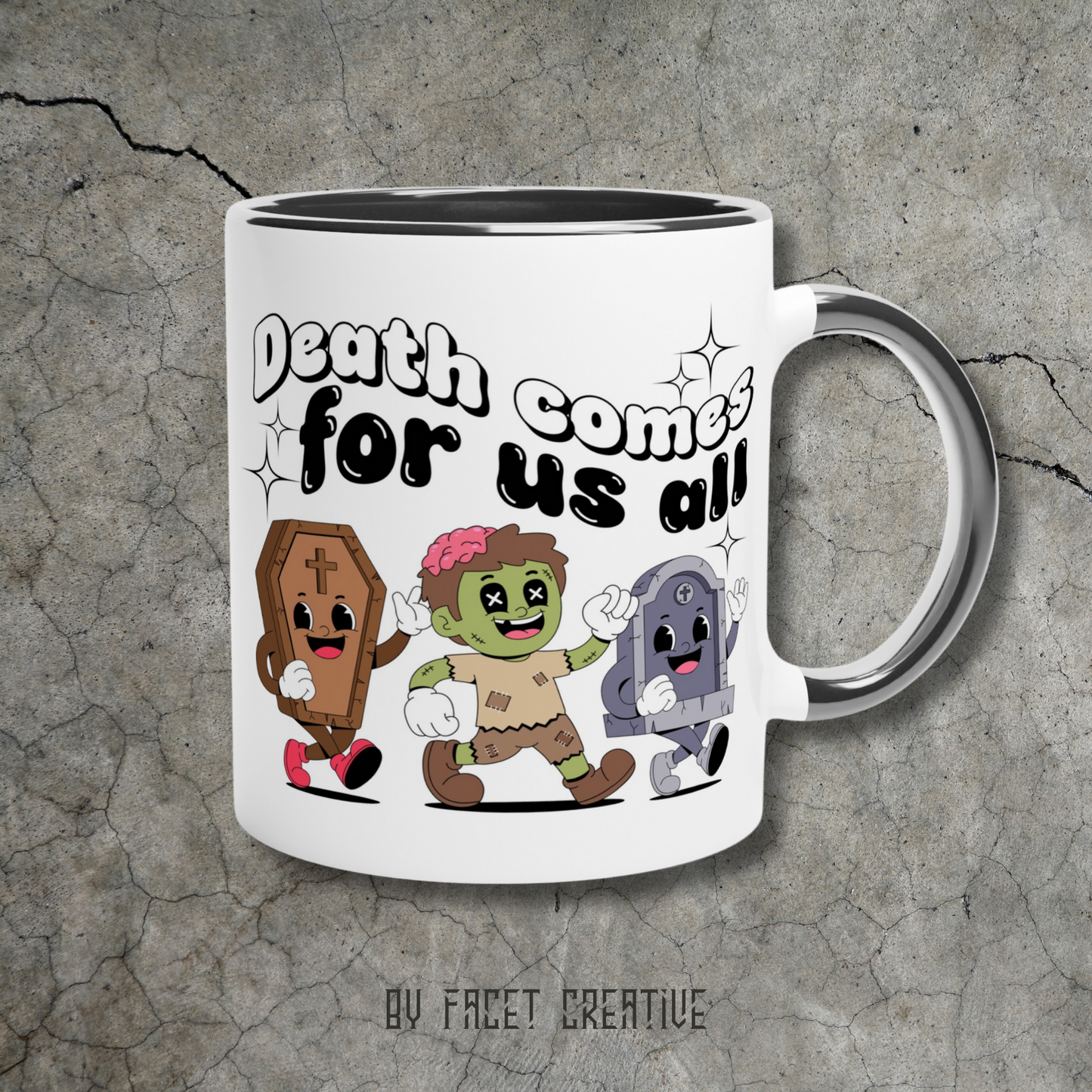 Death Comes For Us All Ceramic Mug- Black