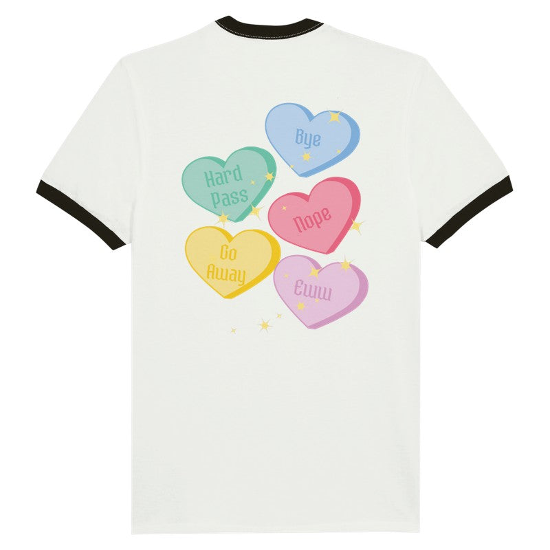 Anti-Valentine's Candy Hearts Unisex Ringer T-shirt