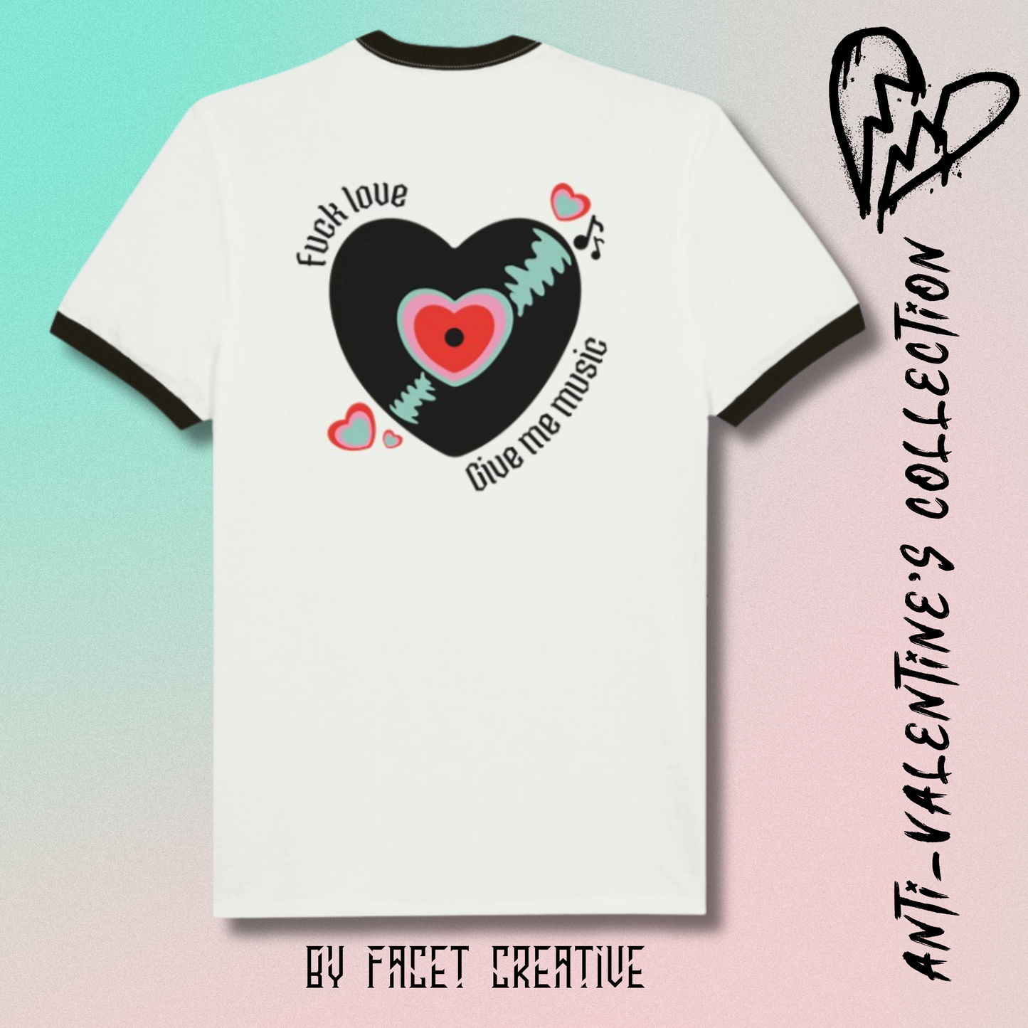 Give Me Music Anti-Valentine's Unisex Ringer T-shirt