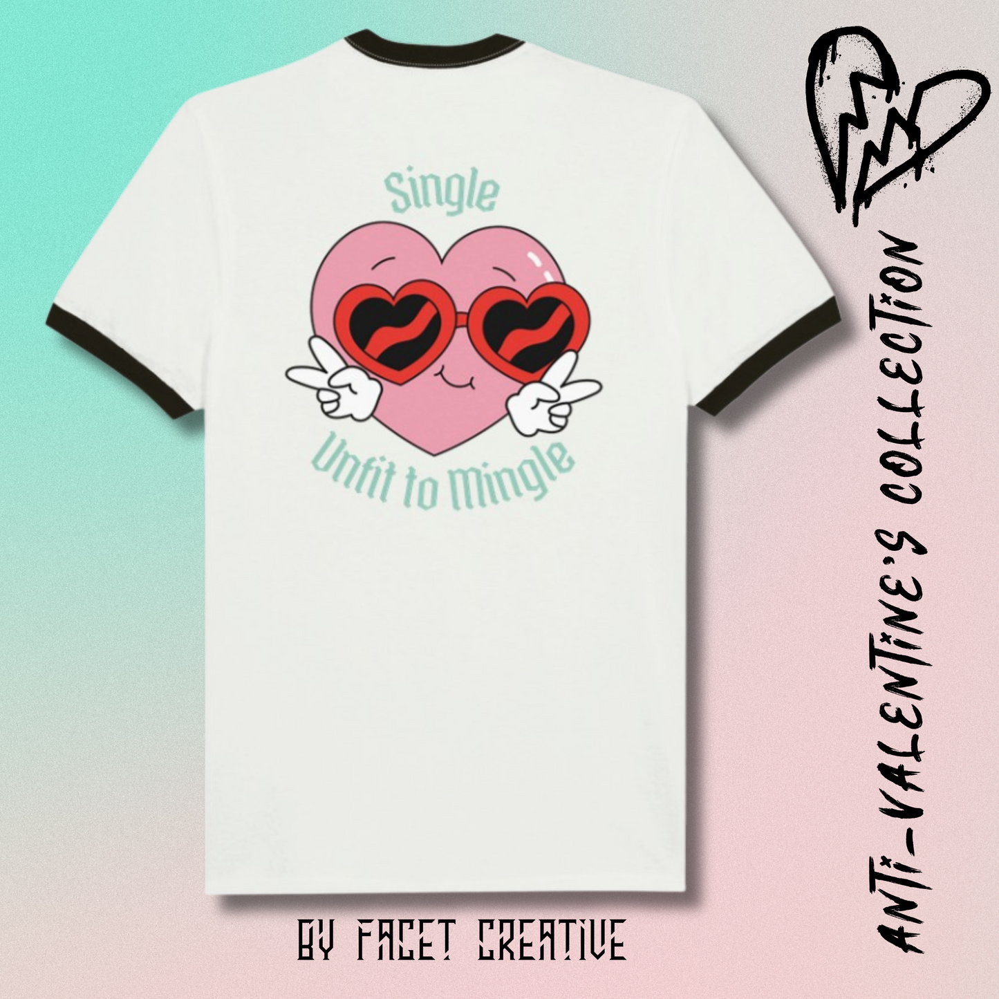 Unfit to Mingle Anti-Valentine's Unisex Ringer T-shirt