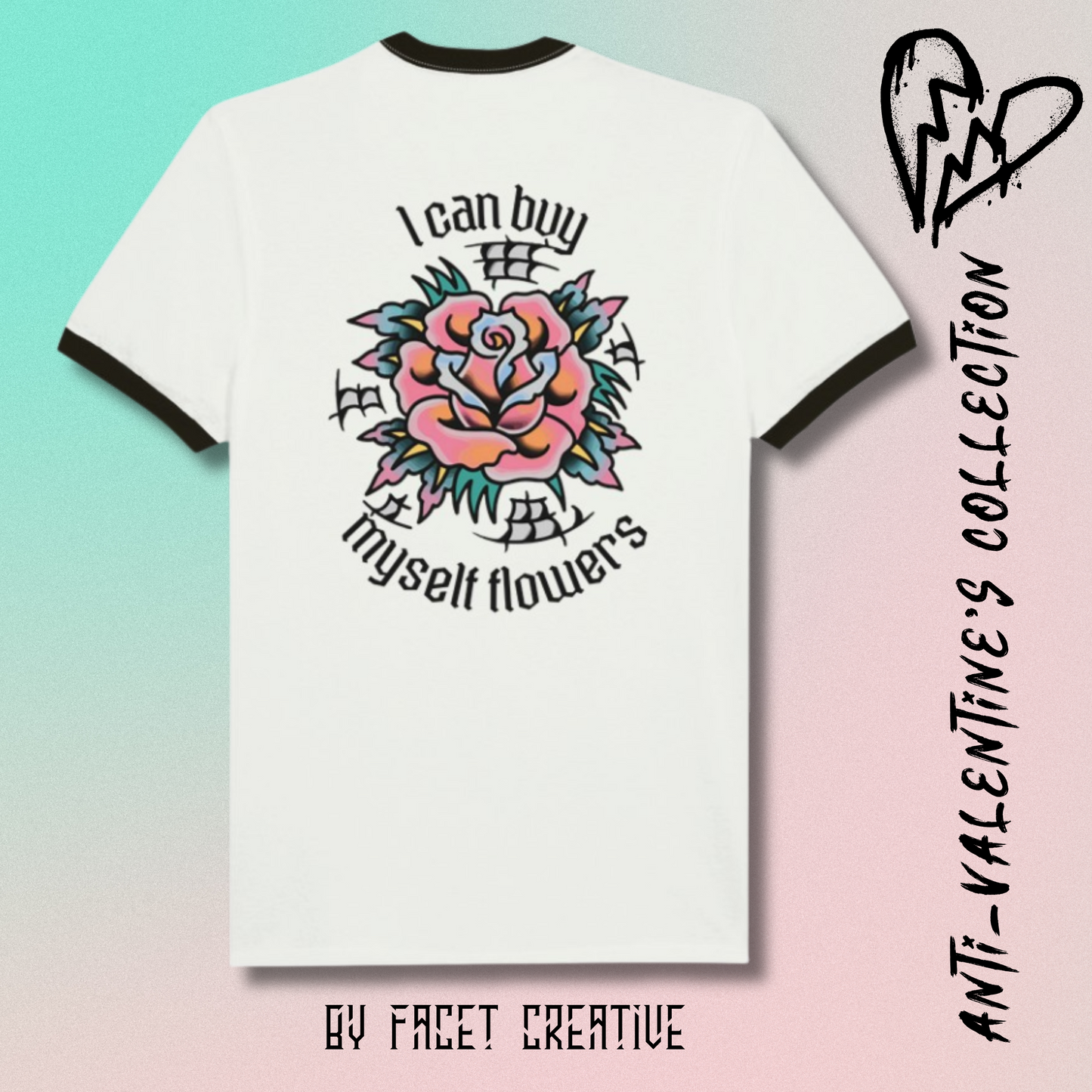 Flowers Anti-Valentine's Unisex Ringer T-shirt