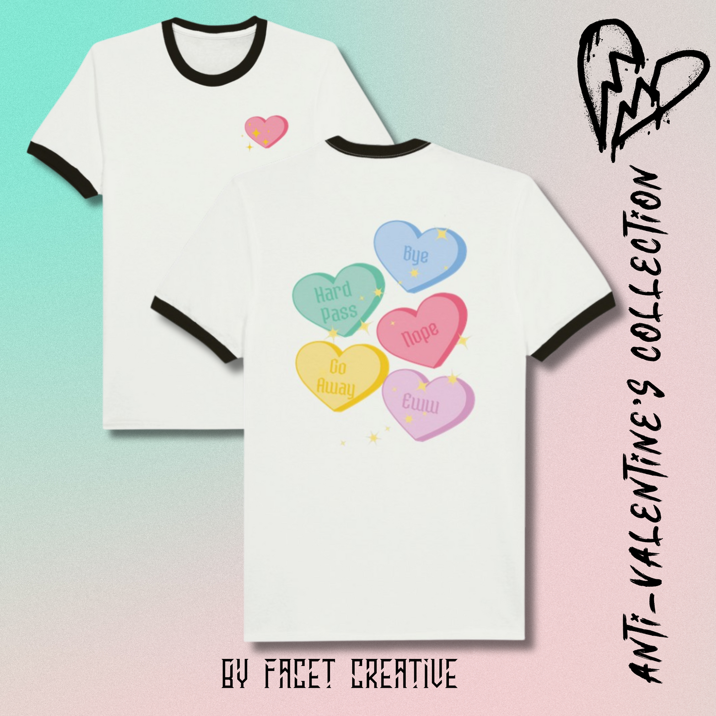 Candy Hearts Anti-Valentine's Unisex Ringer T-shirt