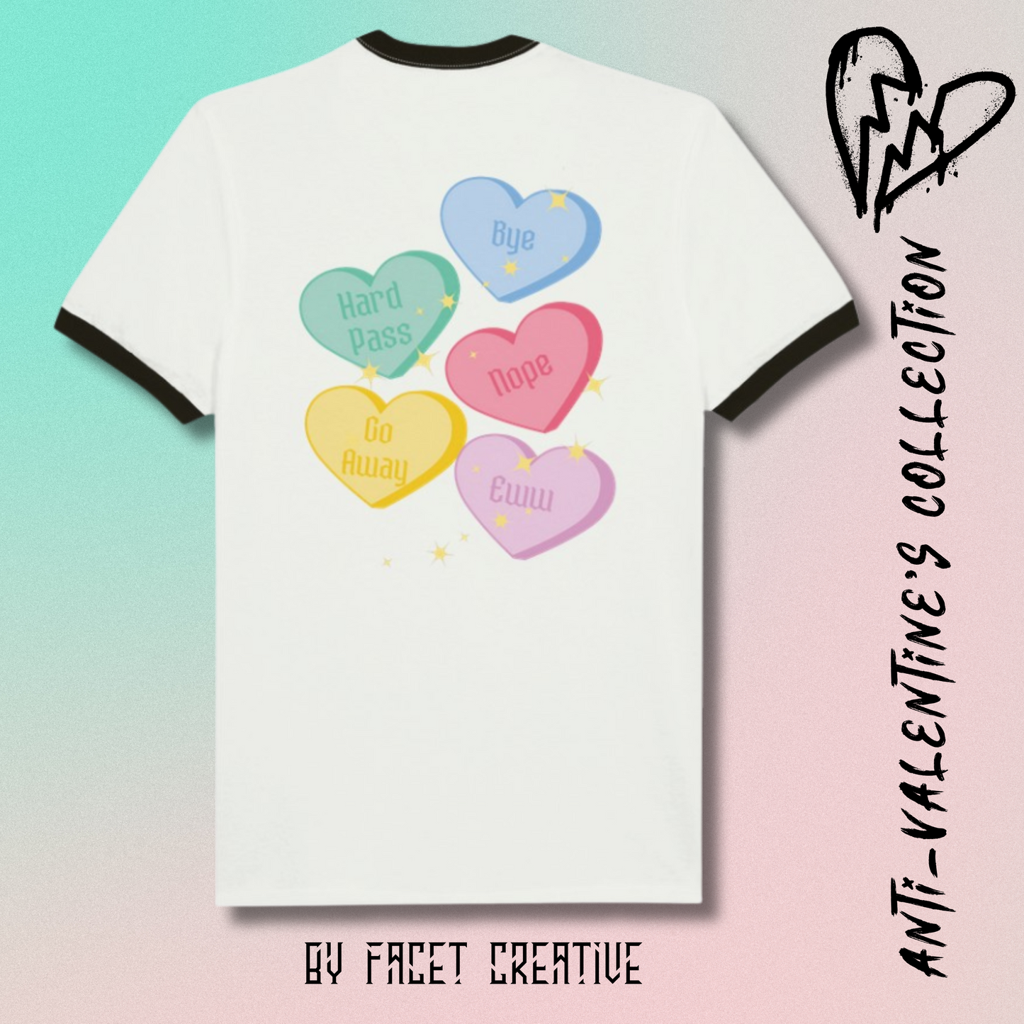 Candy Hearts Anti-Valentine's Unisex Ringer T-shirt