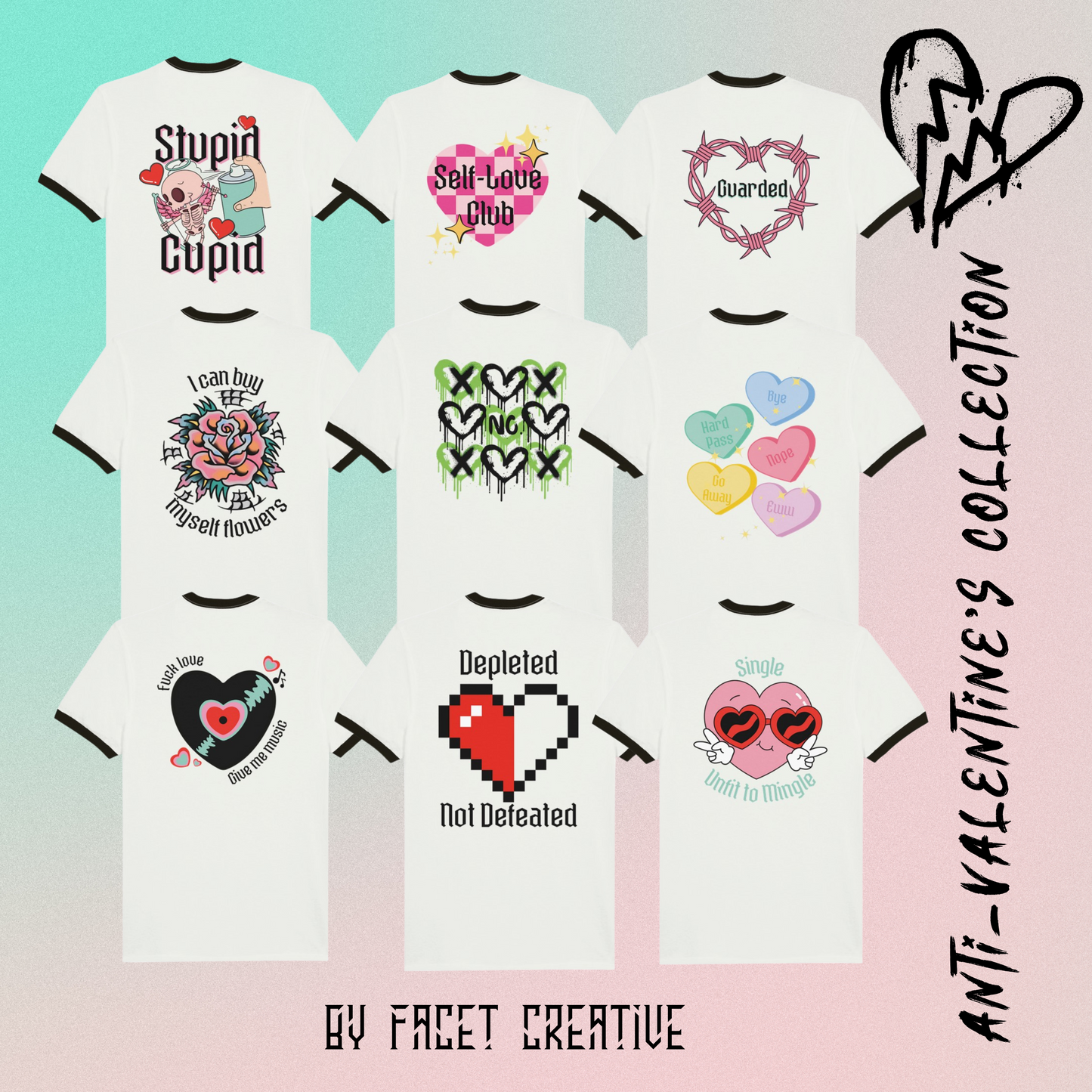 Candy Hearts Anti-Valentine's Unisex Ringer T-shirt