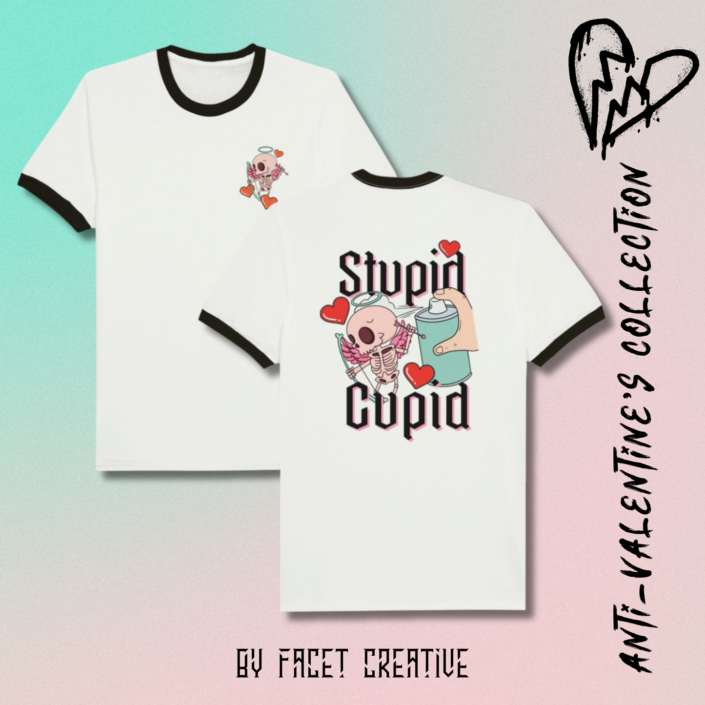 Stupid Cupid Anti-Valentine's Day Unisex Ringer T-shirt