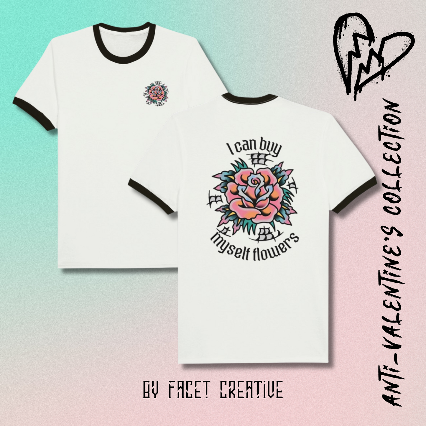 Flowers Anti-Valentine's Unisex Ringer T-shirt