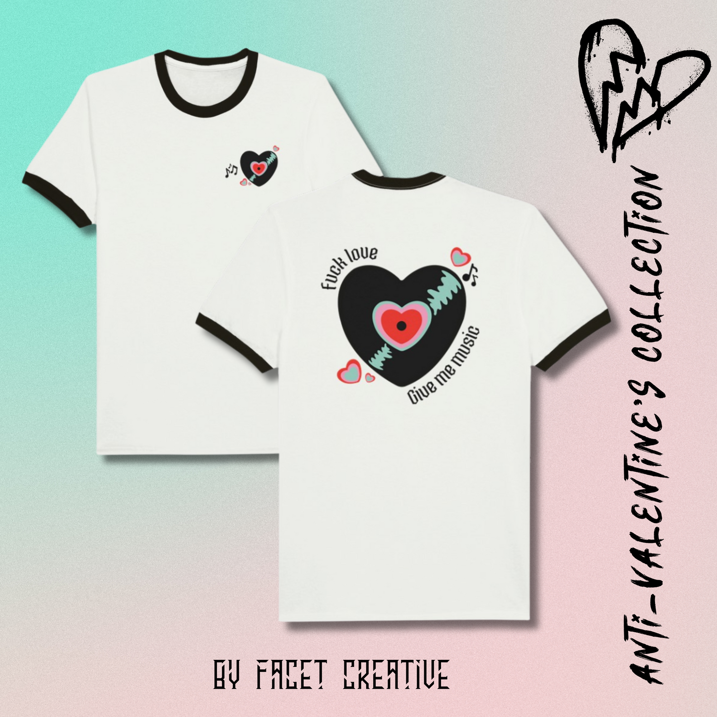 Give Me Music Anti-Valentine's Unisex Ringer T-shirt