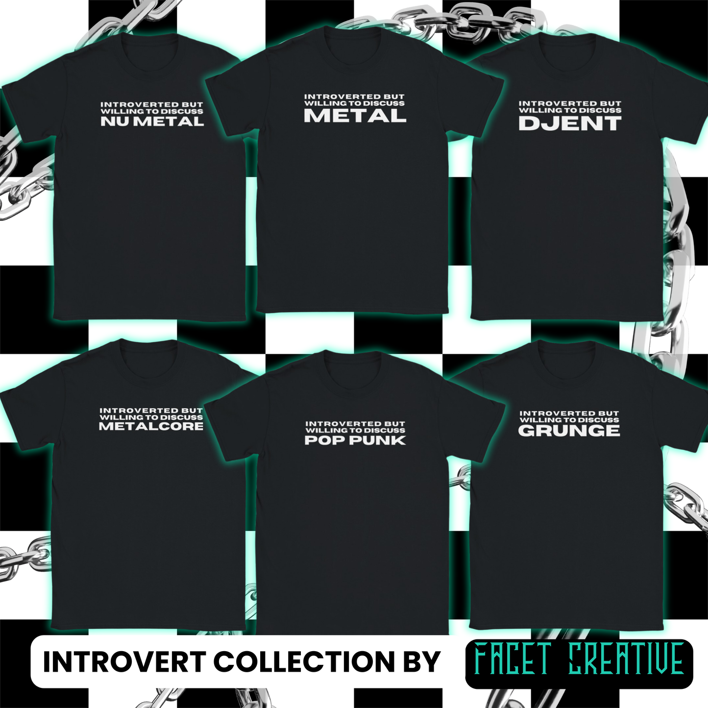 "Introverted" Djent Unisex Classic Tee-White on Black