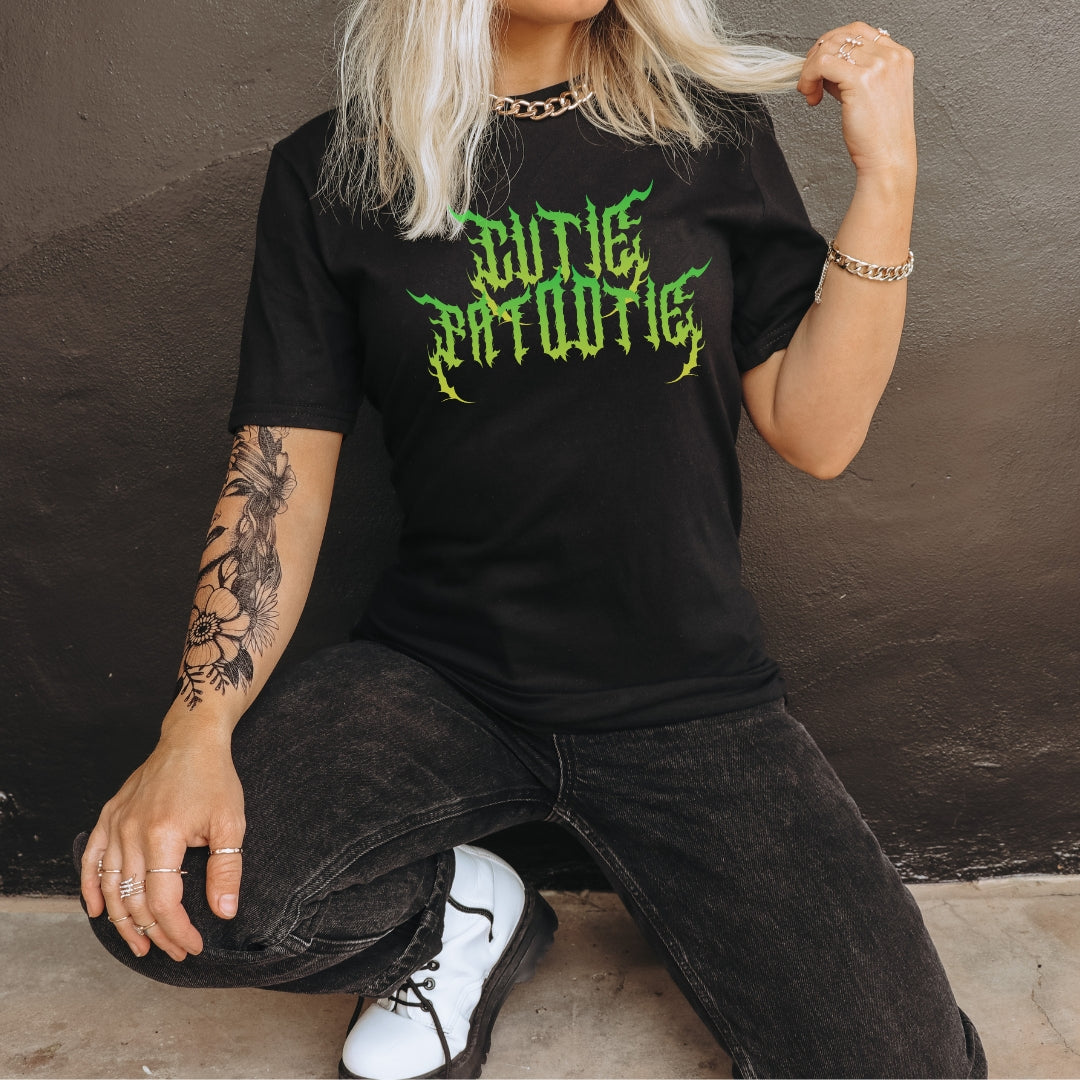 Cutie Patootie Classic T Shirt- Toxic Green on Black