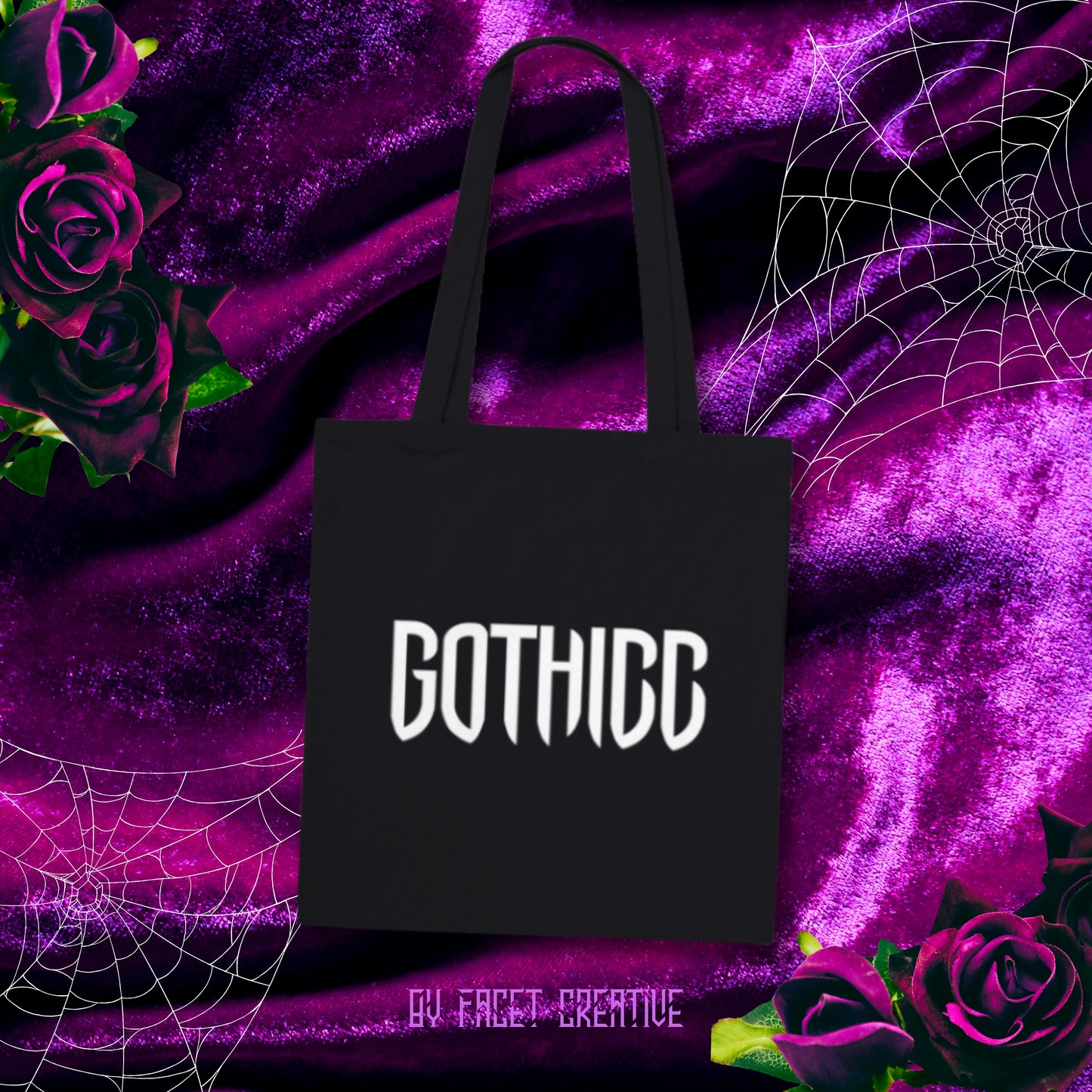 Gothicc Cotton Tote Bag-White on Black