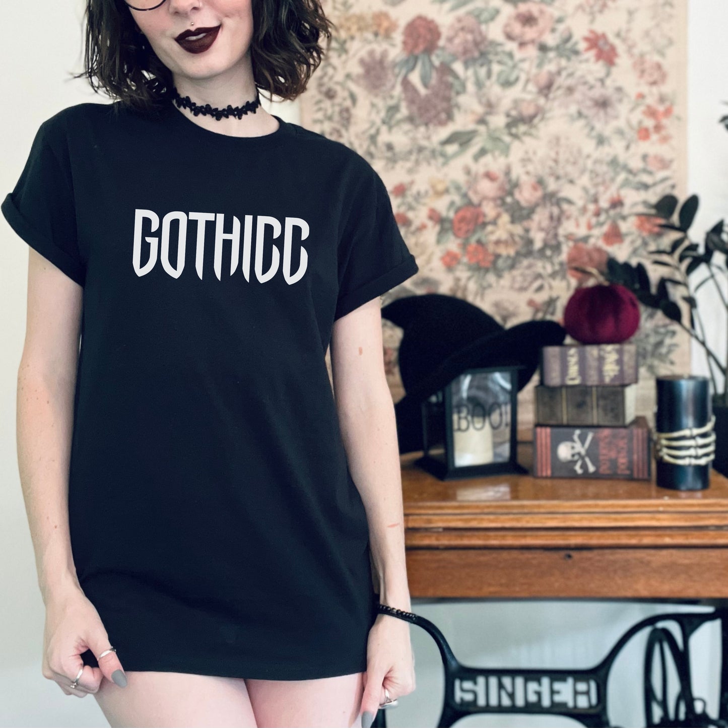 Gothicc Unisex Classic Tee-White on Black