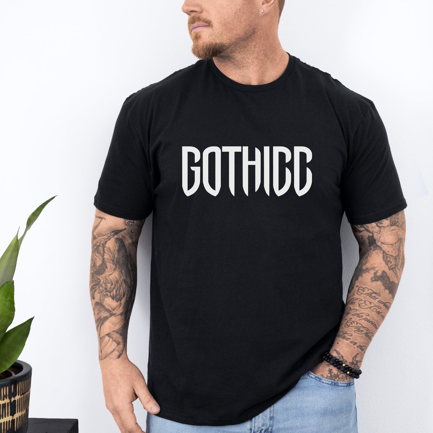 Gothicc Unisex Classic Tee-White on Black