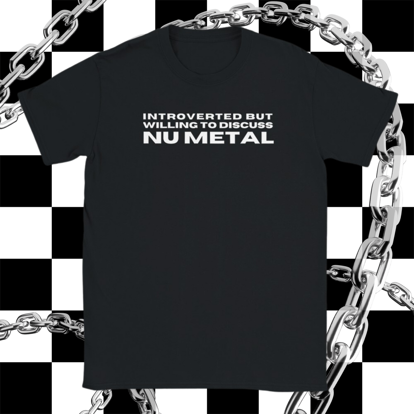 "Introverted" Nu Metal Unisex Classic Tee-White on Black