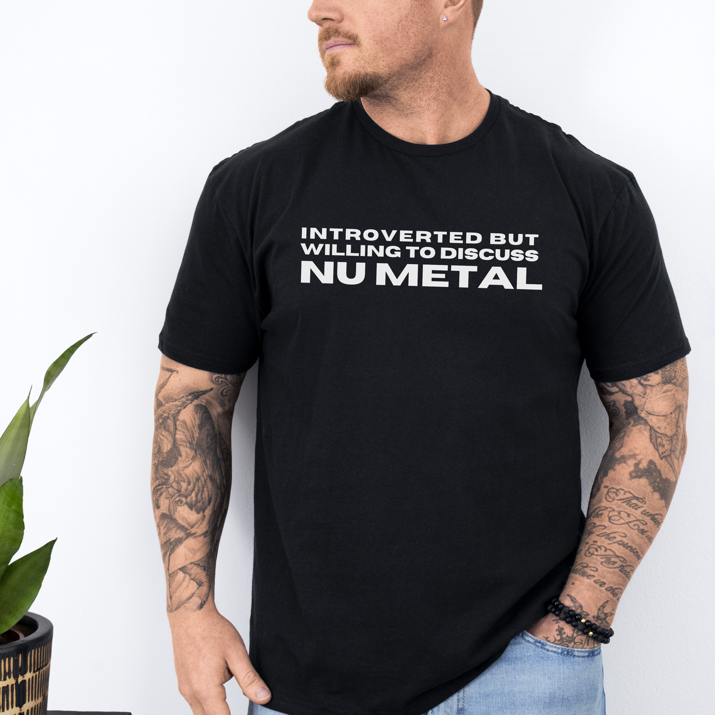 "Introverted" Nu Metal Unisex Classic Tee-White on Black