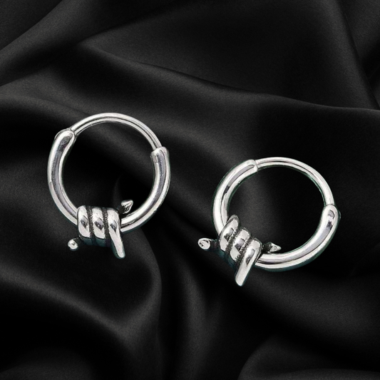 "Barbed Tongue" Stainless Steel Huggie Earrings